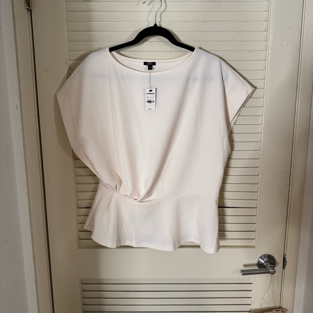 NWT Express White Peplum Cap Sleeve Blouse